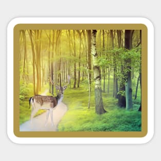 Deer Walking in the Forest Sticker